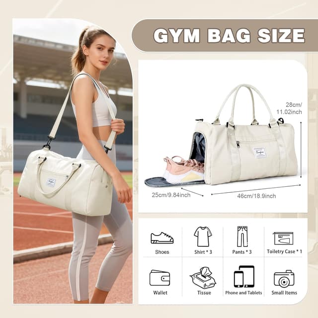 Detalle de WEPLAN Sport Duffel Bag mit Schuhfach & Nassfach – Sporttasche für Damen & Herren, Weekender und Handgepäck