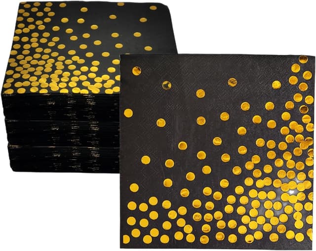 Detalle de CEILIWEN Black & Gold Serviettes 100 Pack