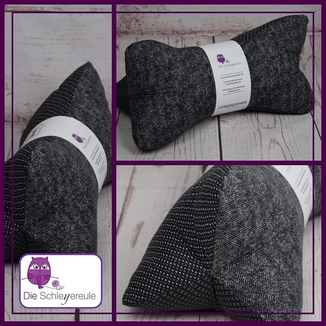 Detalle 2 de Leseknochen Nackenkissen von Die Schleyereule – bequem, waschbar & handgefertigt in Deutschland