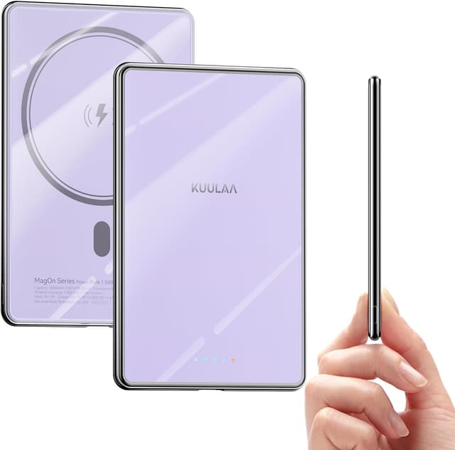 Detalle 2 de Kuulaa Magsafe Power Bank 5000mAh (PD 20W, ultra slim 0.72cm) – magnetic charger for iPhone 16/15/14/13/12, grey