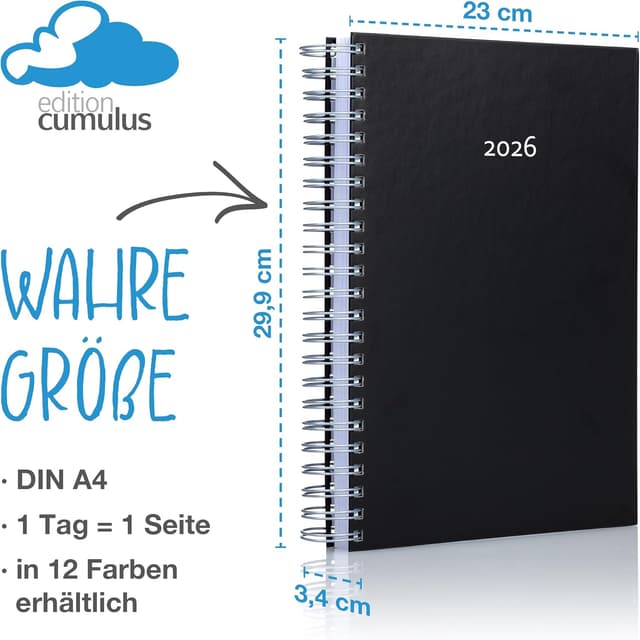 Detalle de edition cumulus 2026 Der GROSSE Dicke DIN A4 Kalender – Taupe (beige) – Wire-O, Made in Germany