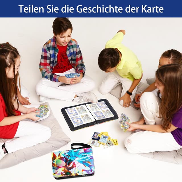 Detalle de Sammelalbum für Pokémon Karten – 50 Seiten mit 400 Taschen, wasserdichtes PU Kartenheft mit Reißverschluss