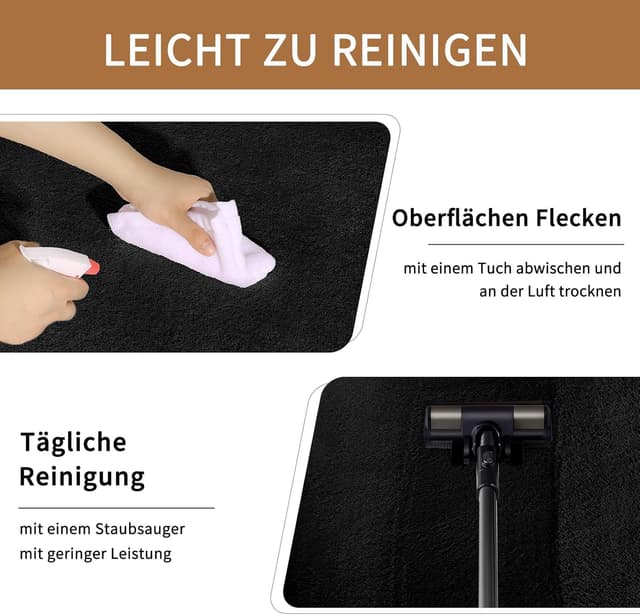 Detalle 2 de Sour Lemon Teppich für Wohnzimmer & Kinderzimmer 120x160 cm, Schwarz – kurzflorig, waschbar und rutschhemmend