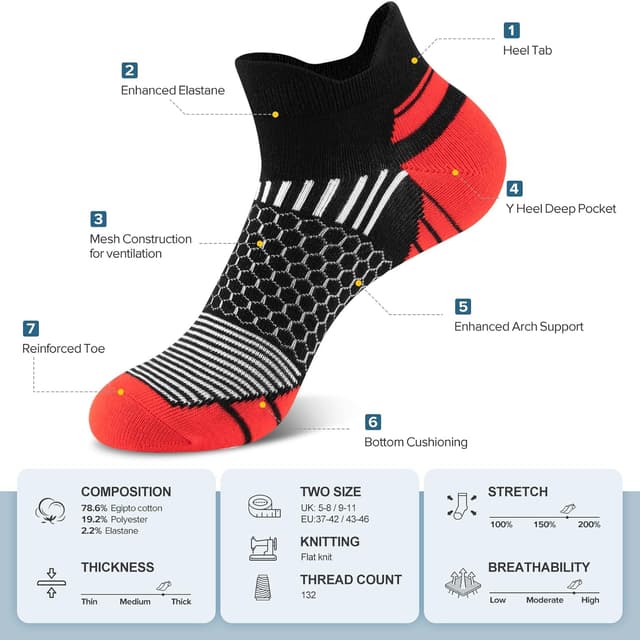 Detalle de Niofind Mens Trainer Socks Cotton 6 Pairs