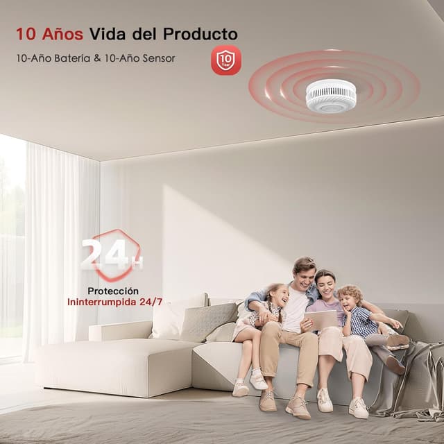 Thumbnail 2 de PHYSEN Smart WiFi Detector de Humo 10 años