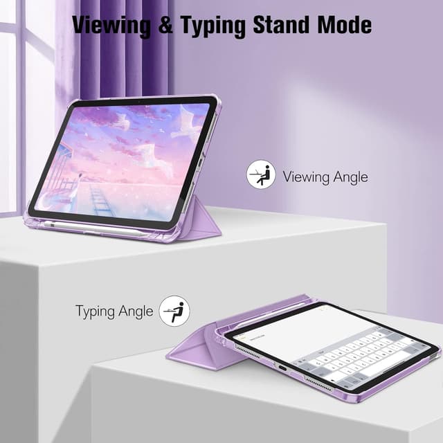 Detalle de Fintie Hülle für iPad A16 (11. Generation, 11 Zoll 2025) & iPad 10 (10,9 Zoll 2022) mit Stifthalter – ultradünn, Lavendel