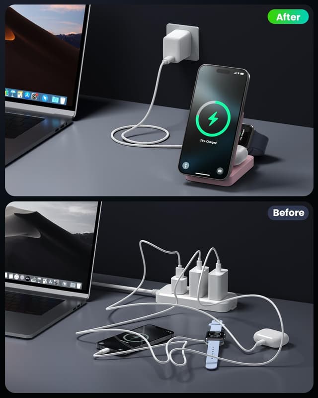 Detalle 2 de 3 in 1 Caricatore Wireless Qi2 15W