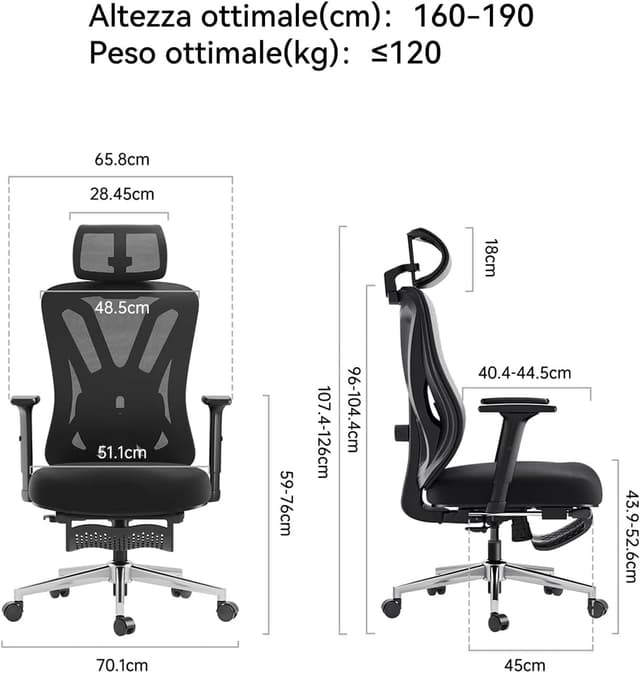 Detalle de Hbada P5 sedia da ufficio ergonomica con poggiatesta regolabile e supporto lombare