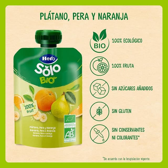 Thumbnail 4 de Hero Solo - Bolsitas de Fruta Ecológicas 🍌🍐🍊, Sin Aditivos, 18x100g