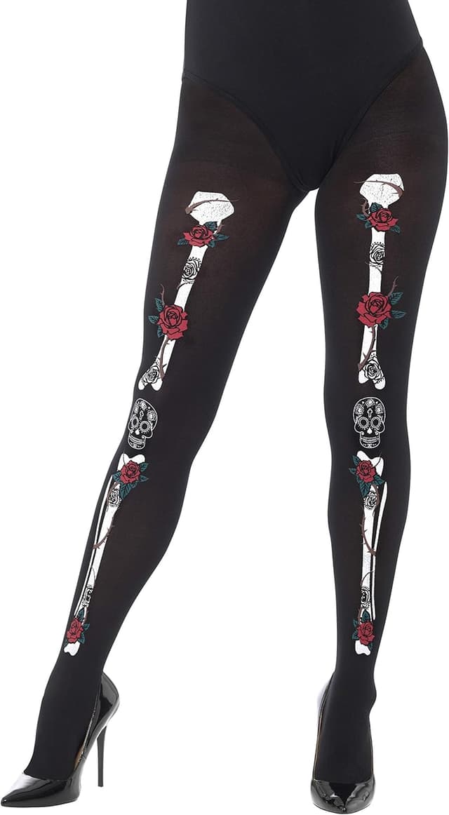 Thumbnail 1 de Smiffys Opaque Day of The Dead Tights collants noirs