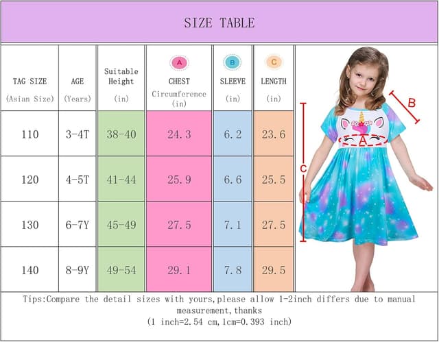Thumbnail 5 de ICOSY Girls Nightgown Unicorn Dress 3T