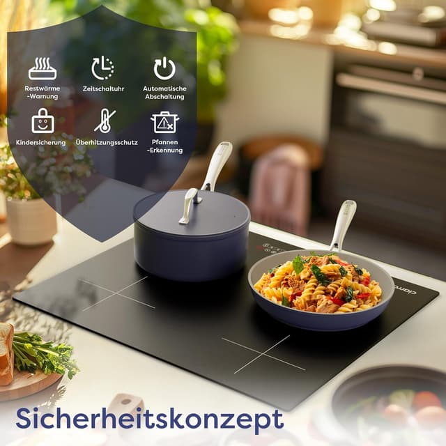 Detalle 1 de CIARRA CBBIH4B Induktionskochfeld 60 cm, 4 Zonen mit Power Booster & Touch-Bedienung
