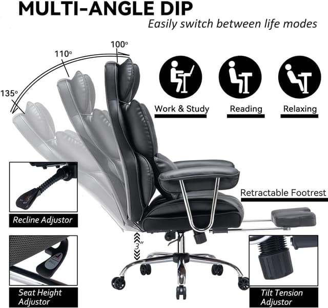 Thumbnail 6 de Efomao Big and Tall Office Chair 400LBS