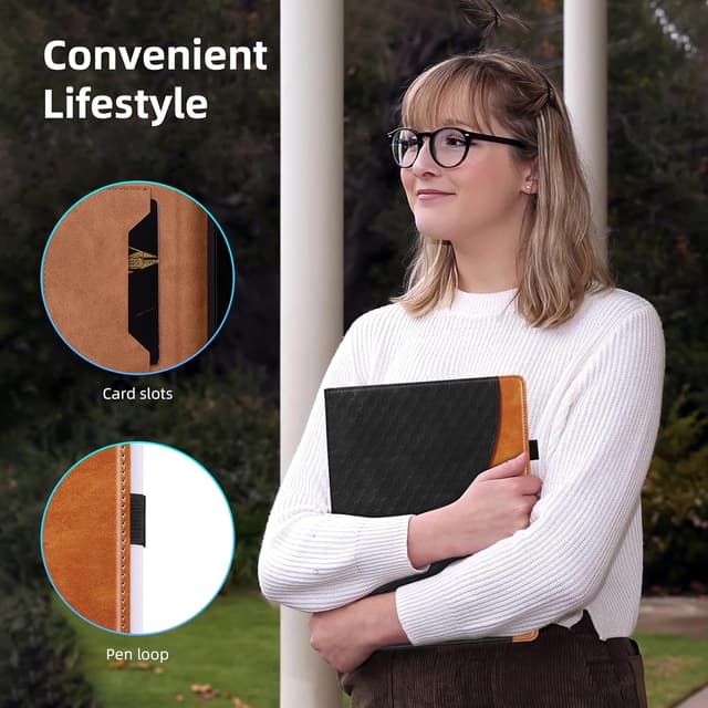 Detalle 2 de Vkooer Schutzhülle für Samsung Galaxy Tab A9+ 11 Zoll (SM-X210/X215/X216) – PU-Folio Cover mit Auto Schlaf/Wachfunktion, schwarz