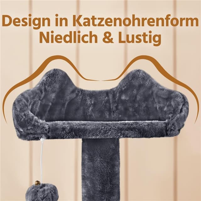 Detalle 2 de Yaheetech Kratzbaum groß (158 cm) mit 3 Plattformen, 3 Kratzsäulen und 2 Höhlen – Dunkelgrau