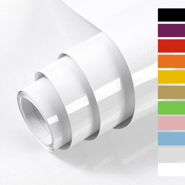 Detalle de Hode White Sticky Back Vinyl Wrap (40cm x 10m) with Glitter Effect for Furniture & Contact Paper