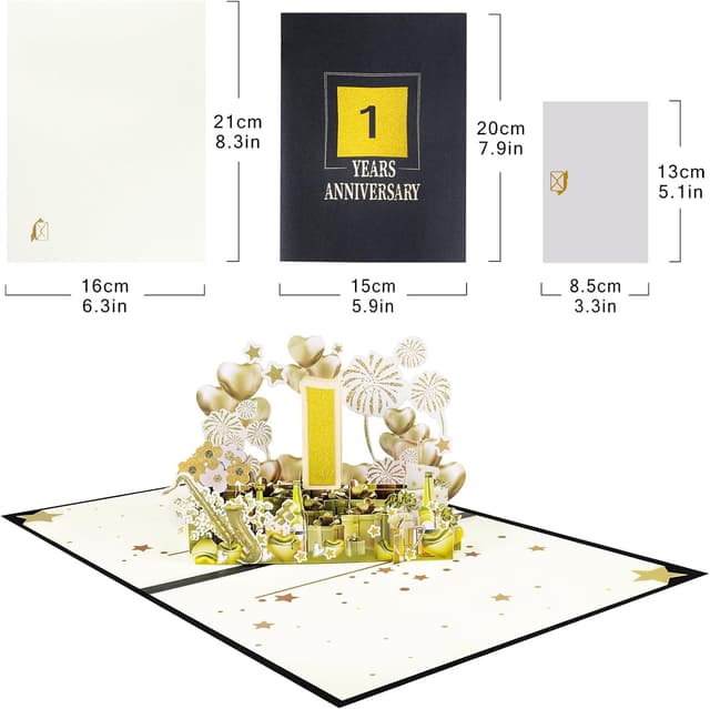 Detalle 2 de Anniversary Golden Gift pop up card