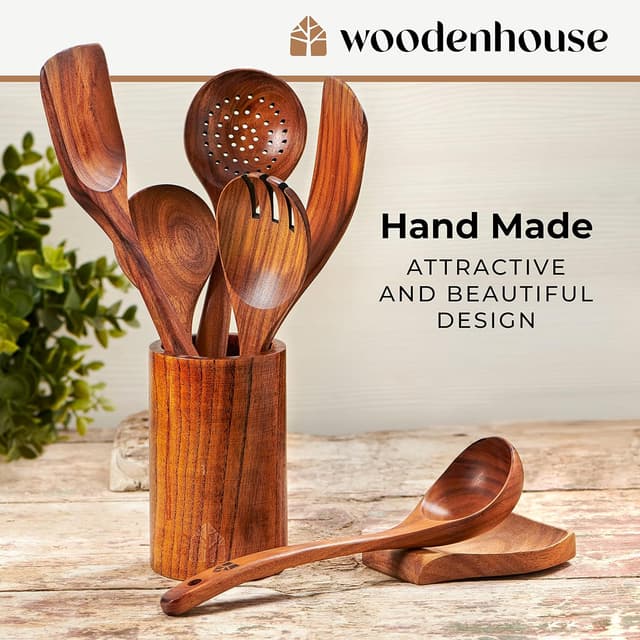 Thumbnail 4 de Wooden Utensil Set 8 Pcs teak kitchen utensils 🍽