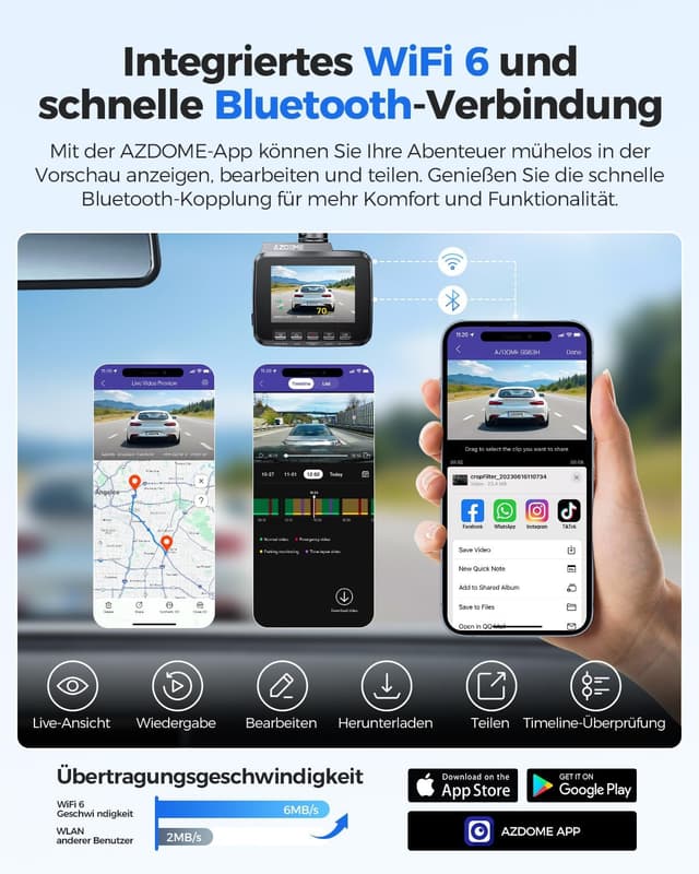 Detalle 2 de AZDOME GS63H Dashcam 4K mit GPS und WiFi