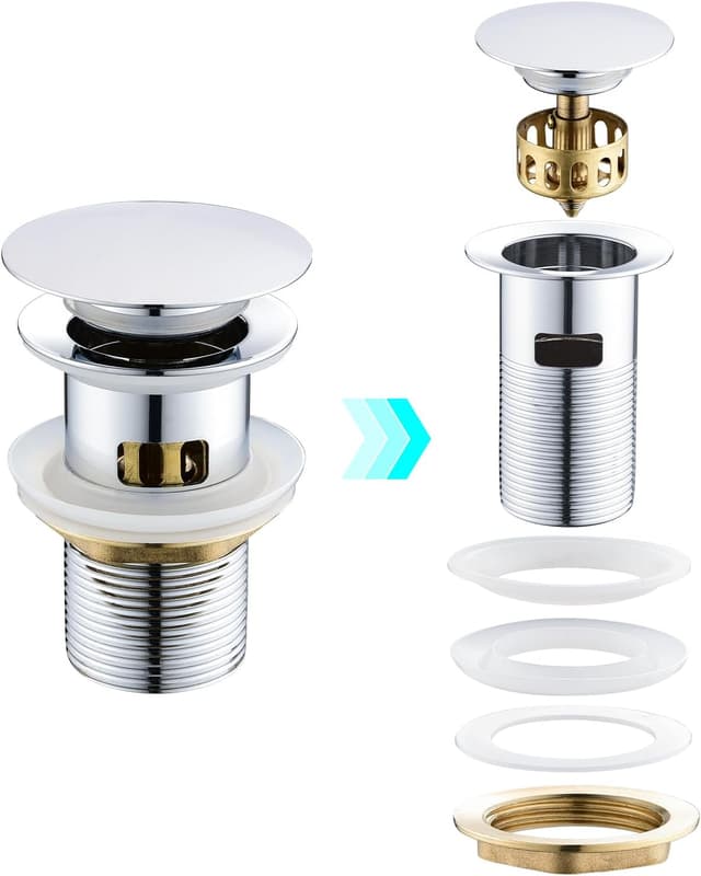 Detalle de kelleria Piletta universale per lavabo bagno con click-clack e troppopieno cromata