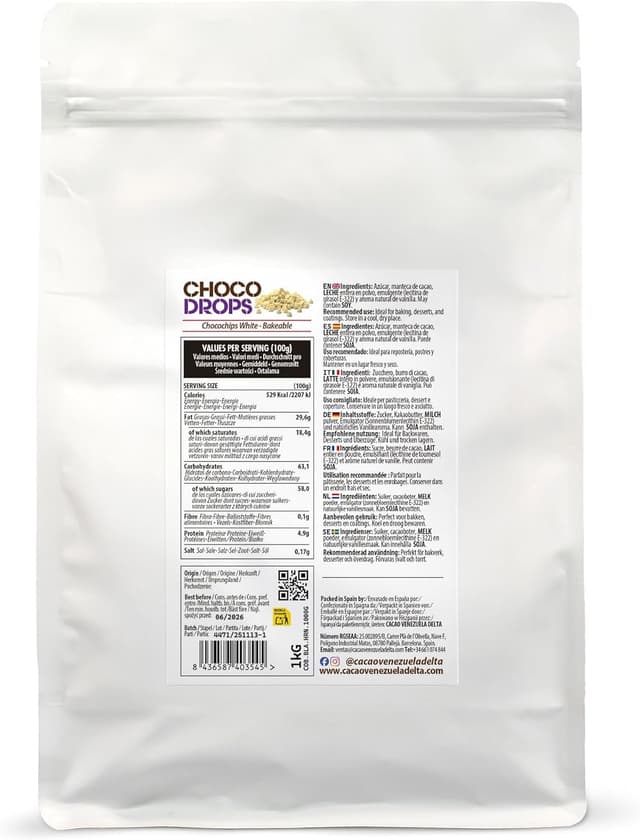 Thumbnail 1 de Cacao V Delta Pepitas Chocolate Blanco 1 kg