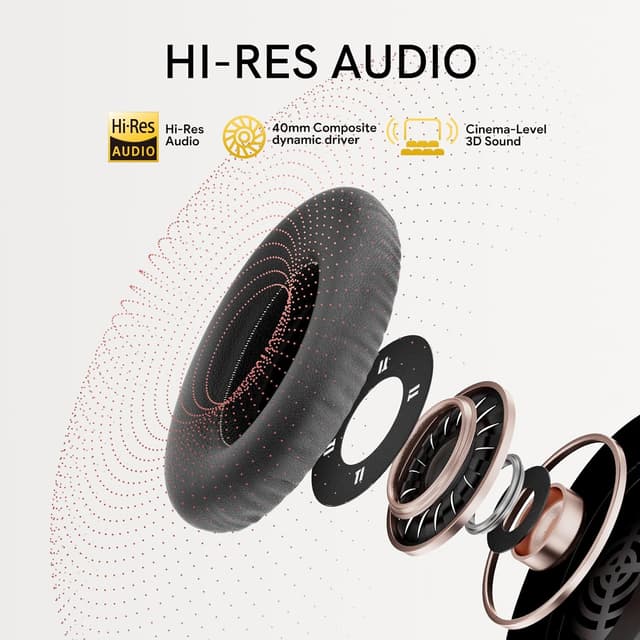 Detalle 2 de QCY H3 ANC Cuffie Bluetooth Over Ear con cancellazione rumore ibrida e Multipoint