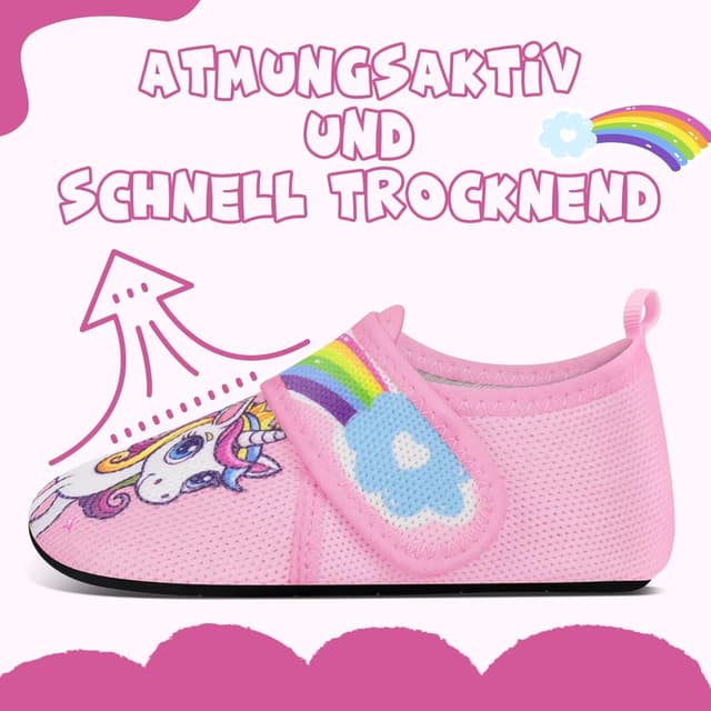 Detalle de Kyopp Hausschuhe Kinder – atmungsaktive, rutschfeste Pantoffeln als Lauflern- und Kindergarten-Slipper (Gr. 20–35)