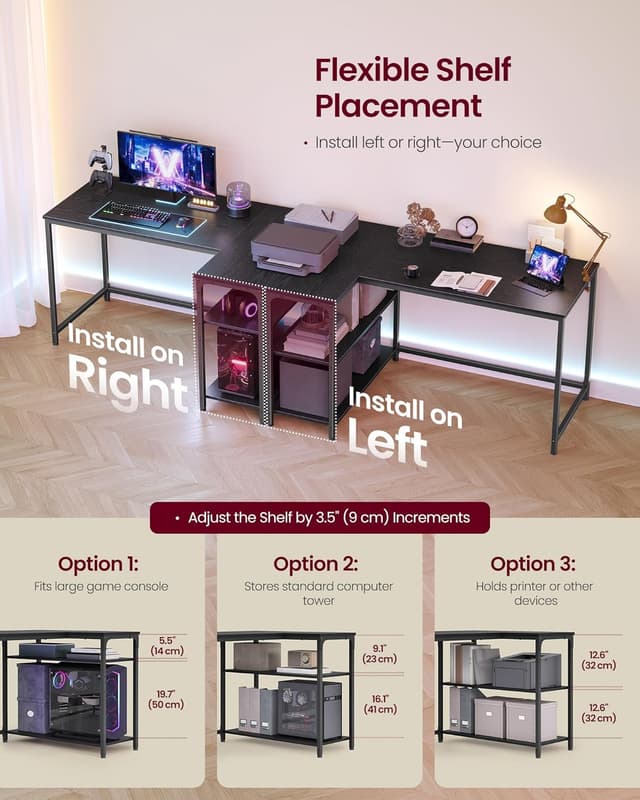 Thumbnail 4 de VASAGLE L Shaped Corner Desk 120x80 cm