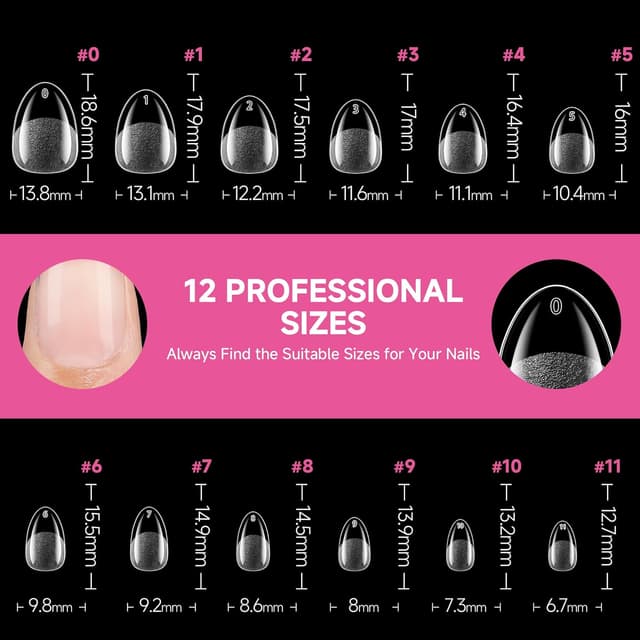 Thumbnail 6 de UNA GELLA Extra Short Almond Nail Tips (312 pcs) – XS Short Almond Gel Tips, Clear Full Cover