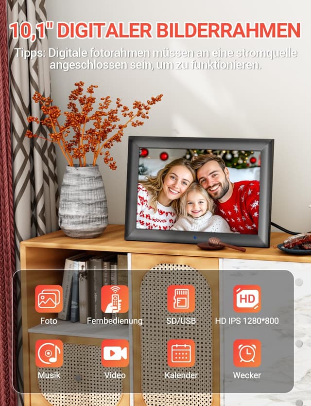 Thumbnail 1 de OBVHNUA Digitaler Bilderrahmen 10,1 Zoll