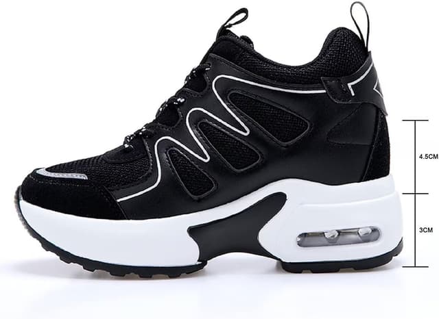 Detalle de TQGOLD Basket femme compensée à talon 8 cm en sneaker plateforme, lacets