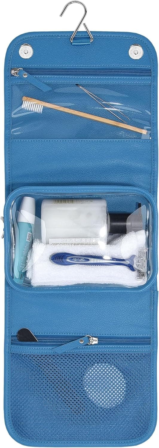 Detalle de Stackers Fluted Black Small Hanging Washbag with hook and zipped compartments