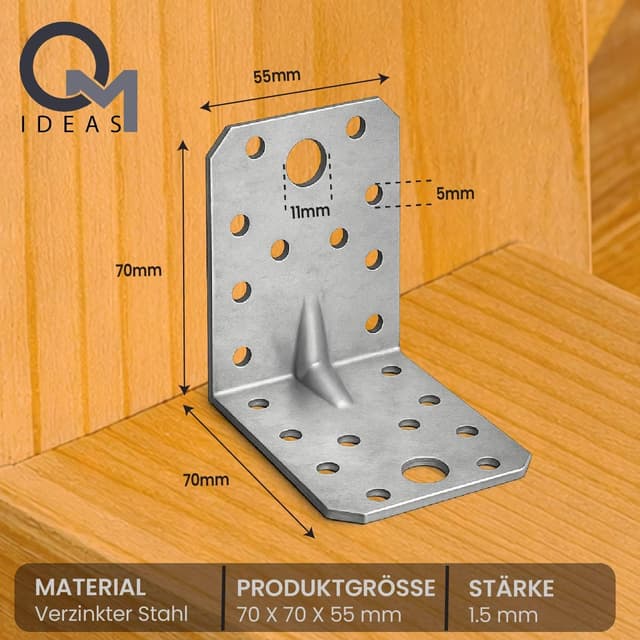 Detalle 2 de OMIDEAS Winkelverbinder 12er Set 70 mm