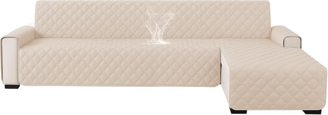 Detalle de Ystyle copridivano impermeabile angolare reversibile con penisola 3 posti (L 255 cm) beige