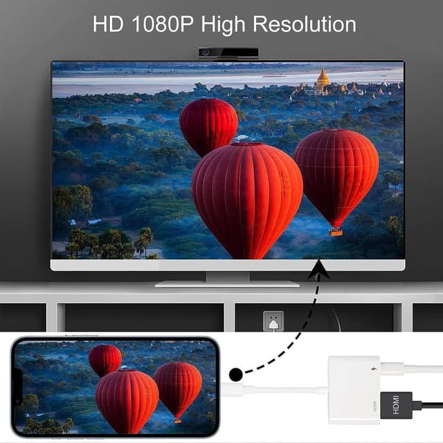 Detalle de APKLVSR Lightning-auf-HDMI-Adapter für iPhone & iPad (Full HD 1080P) mit Ladeanschluss