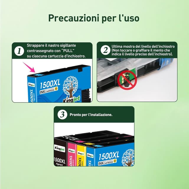 Detalle de KINGJET 1500XL multipack compatibile Canon PGI-1500XL per Maxify MB (2 Nero, 2 Colori)