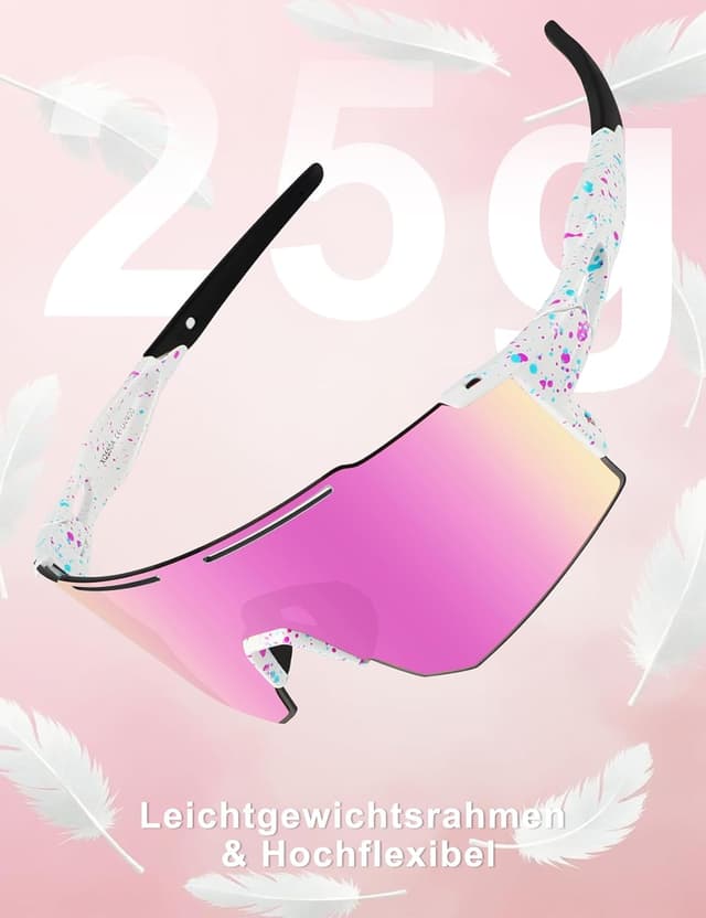 Detalle de DUDUKING Fahrrad-Sonnenbrille mit UV400-Schutz und Baseball-Brillenrahmen (31 g)