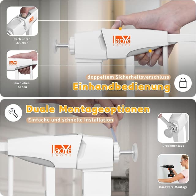 Detalle 2 de LAOYE Treppenschutzgitter 92 cm hoch