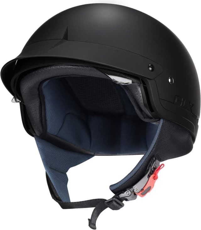 Detalle de GLX M14 Open Face Motorcycle Helmet (Matte Black, Large) - DOT Approved