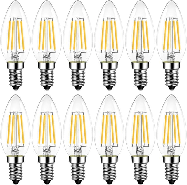 Detalle de Lot de 12 ampoules LED filament LVWIT 4W C35 E14 (blanc chaud 2700K) – équivalent halogène 40W, 470 lumens