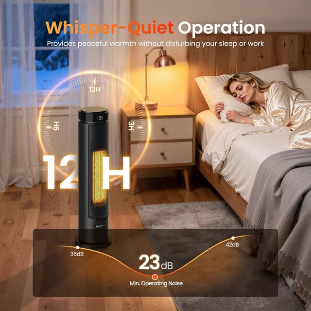 Detalle 2 de FLANUR 2000W Electric Tower Fan Heater with Programmable Thermostat, ECO Mode & Remote