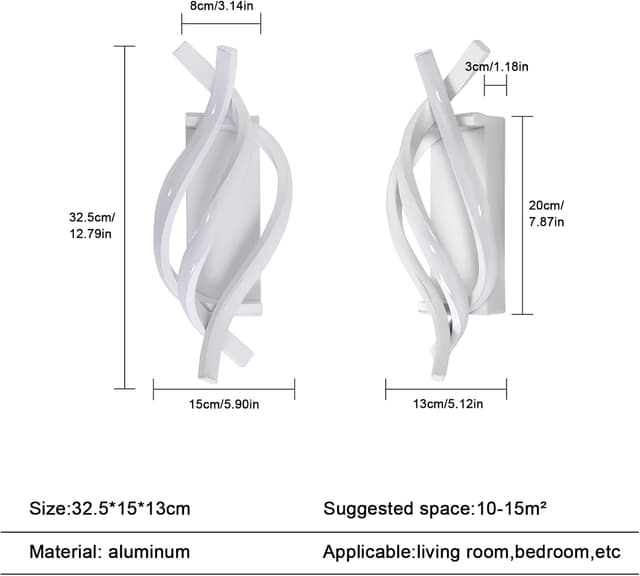 Detalle 2 de Comely Lampada da Parete LED Bianco 22W 2500LM, 6500K per interni