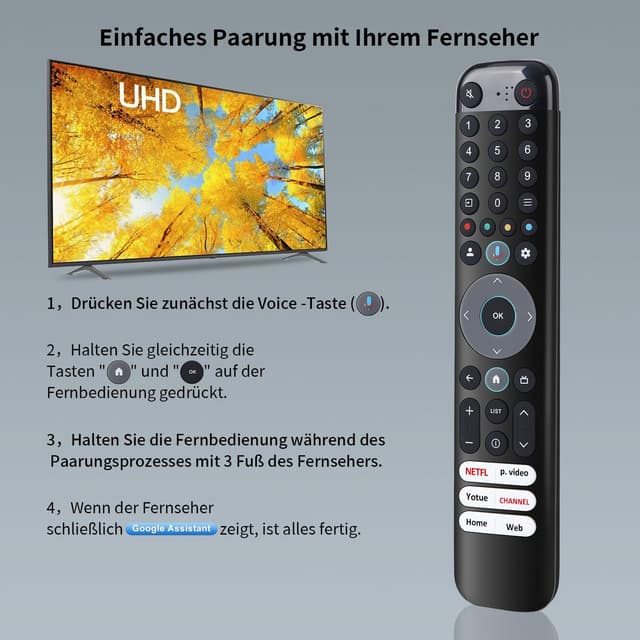 Detalle 2 de Gvirtue Sprach-Fernbedienung RC833/RC813 für TCL TV (Ersatz für Original), kompatibel mit TCL Android/Google Smart TV