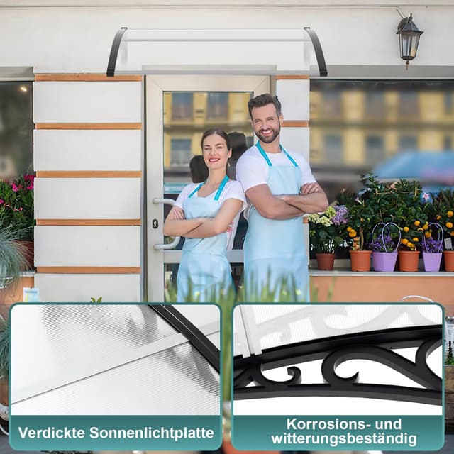 Detalle de Jiubiaz tettoia per porta di casa 300 x 100 cm in policarbonato trasparente, spessore 6 mm