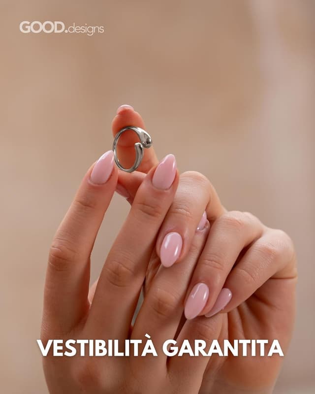 Detalle 2 de Anello regolabile da donna chunky in acciaio inox con placcatura oro 18K, rosé o argento (misure 52-60) con scatola regalo