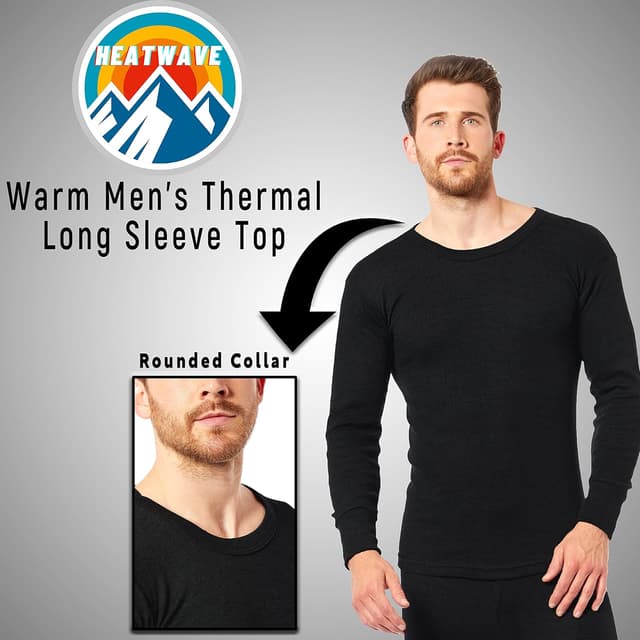 Detalle de Heatwave Thermalwear 2-Pack Men’s Thermal Long Sleeve Top (Warm Baselayer, 0.45 TOG)