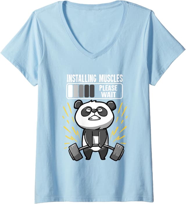 Detalle de T-shirt fitness col V panda muscles
