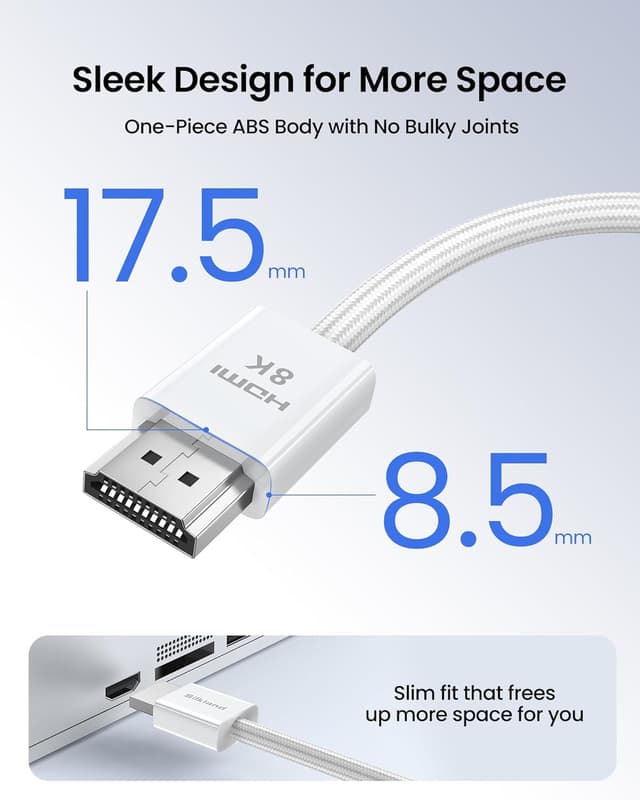 Detalle de Silkland Certified HDMI 2.1 Cable (5FT) for PS5, Xbox Series X/S, 4K@120Hz, 8K@60Hz, 48Gbps