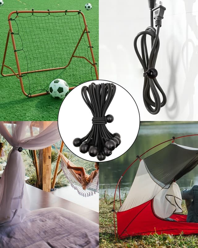 Detalle de 20pc Heavy-Duty Tarpaulin Clips & 6 Inch Bungee Balls Set (Black)