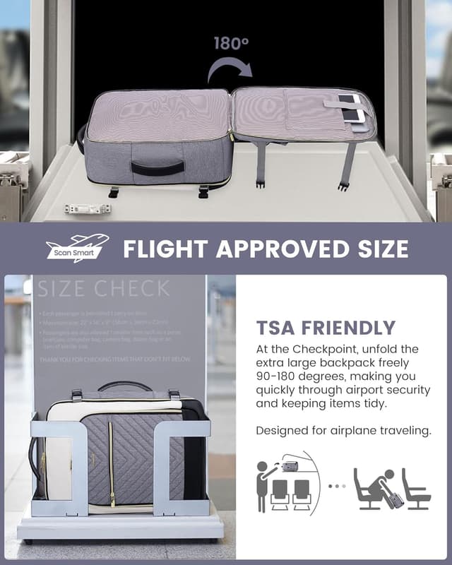 Detalle 2 de LOVEVOOK Damen Travel Backpack mit 17,3-Zoll-Laptopfach, 40L Handgepäck-Reiserucksack (wasserdicht, Weekender/Carry-on)